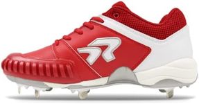 Ringor Flite Metal Softball Spikes with Pitching Toe for Women | Performance, Durability, and Superior Traction | Designed for Female Athletes, Red/White, 11.5