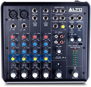 Alto TrueMix 600 Audio Mixer with 2 XLR Mic Ins, USB Audio Interface and Bluetooth for Podcasting, Live Performance, Recording, DJ, PC and Mac