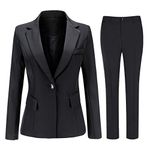 YYNUDA Women's 2 Piece Suit Work Office Blazer Trouser Formal Jacket Suits Black S