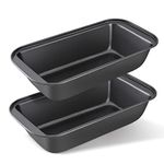 KITESSENSU Bread Pan, Nonstick Loaf Pan with Easy Grips Handles, Carbon Steel Loaf Pans for Baking, Bread Pans for Homemade Bread, Brownies and Pound Cakes, Set of 2, Gray