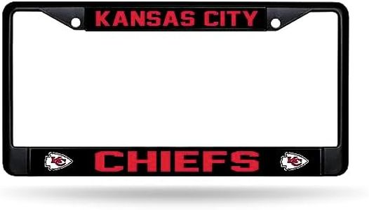 Rico Industries NFL Football Kansas City Chiefs Black Chrome Frame with Printed Inserts 12" x 6" Car/Truck Auto Accessory