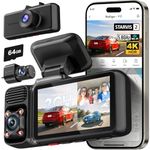 REDTIGER F17 4K 3 Channel Dash Cam, 5GHz WiFi Built-in GPS with 64GB Card, 2160P+1080P+1080P Front and Rear Inside, Triple Car Camera with 3 Inch Screen, IR Night Vision, G Sensor, WDR, Parking Mode