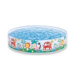 Intex Duckling Snapset Pool 122 x 25cm, Kids Paddling Pool with Duck and Fish Design, Rigid Sidewall Garden Splash Pool, Repair Patch Included, 58477NP