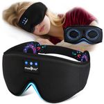 MUSICOZY Sleep Mask Headphones for Side Sleepers, Comfortable 3D Bluetooth Sleep Mask with 100% Blackout, No Eye Pressure, Soft Breathable Eye Mask Sleep Headphones for All-Night Sleep, 14H Playtime