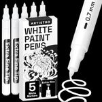 ARTISTRO Paint Pen for Rock Painting, Stone, Ceramic, Glass, Wood, Tire, Fabric, Metal, Canvas, Calligraphy Pen, Acrylic Paint Marker Water-based Extra-fine Tip 5 White