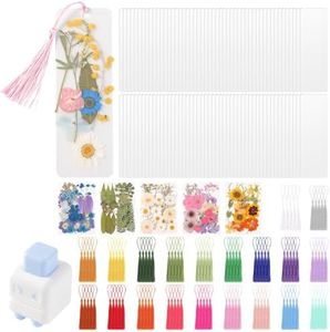 WSICSE 326Pcs Pressed Flower Bookmark Making Kit, Includes 125 Dried Flowers, 100Pcs 12 Mils Bookmarks Laminating Pouches, 100 Tassle and 1 Puncher, DIY Bookmark Kit for Book Lovers(1.96 x 5.9'')