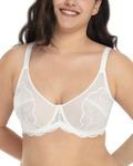 HSIA Bras for Women Lace Unlined Breast Minimizer Bra Full Coverage Bras with Underwire, White 46D