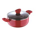 Bergner Bellini Plus Non Stick Casserole/Biryani Pot/Handi with Glass Lid, 30cm, 8 Liters, Induction Base, Red, Gas Ready