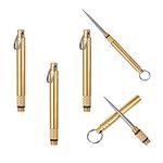 3 PCS Portable Toothpicks, Titanium Toothpicks Toothpick with Key Ring Fruit Stick Metal Toothpick for Outdoor Picnic and Home（Brass)