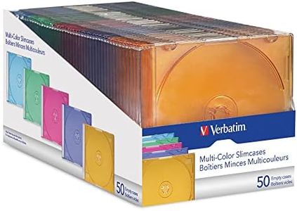 Verbatim Slim CD and DVD Storage Cases - 50 Pack - 5 Assorted Colors 94178