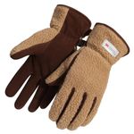 Harssidanzar Winter Outdoor Gloves For Women's Genuine Suede Sherpa Gloves Warm Thinsulate Lined SL021CA,Camel/Dark brown,Size M