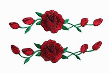 Iron on Patches, Woohome 2 PCS Rose Flower Patch Embroidered Iron on Applique Patch for Craft, Sewing, Clothing, Other Fabrics