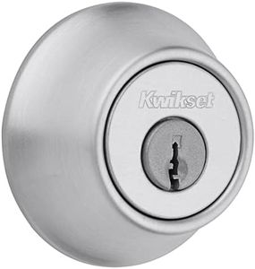 Kwikset 660 Deadbolt Deadbolt Lock, Satin Chrome Round Exterior Keyed Front Entry Door, Single Cylinder Dead Bolt