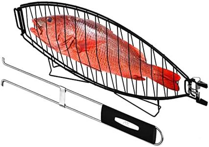 RTT's Fish Grill Basket - Premium Stainless Steel Large Fish Basket for Grilling - Portable Folding Grill Basket For Fish With Detachable Handle - Perfect for Cooking Whole Fish