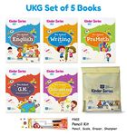 Kinder Series UKG Books for Kids CBSE - ALL IN ONE BOOK SET - English Alphabets, English Writing, Maths, GK, Colouring 4-6 years [276 pages] + Books Pouch