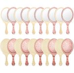 20 Pcs Vintage Handheld Mirrors Portable Hand Mirror Vintage Embossed Flower Retro Hand Held Mirror with Handle Compact Makeup Mirror for Women Girl Face Makeup Travel (Beige, Rose Gold)