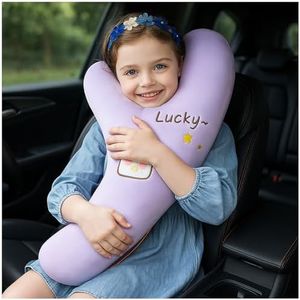 Kids Travel Pillow Car, Kid Car Sleeping Pillow, Y Shaped for Kids and Adults to Support Head and Body in The Back Seat of Long Trips on Road (Purple)