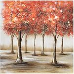 Premius Autumn’s Finest Oil Canvas Wall Art Featured Warm & Stunning Shades of Autumn and Accented with Golden Foil Creates the Sense of Gorgeousness that Brings the Beauty & Bliss of Nature, Pink, 15.5x15.75 Inches (Light Shade)