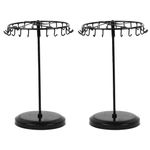 Auto-plaza Pair of 23 Hooks Brass Spinning Jewelry Tree Rotate Display Stand Jewelry Organizer (Black)