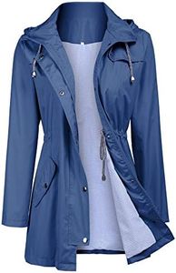 Zcfire Women Raincoat Waterproof Trench Coat Outdoor Windbreaker Long rain Jacket, Blue, Large
