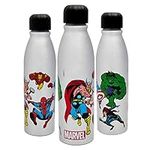 Marvel Comics Aluminum Water Bottle 600ml – Official Merchandise by Polar Gear, Kids Reusable Non Spill BPA Free Recyclable - Ideal For School Nursery Sports Picnic - Multicolour