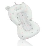 Floating Baby Bath Seat Cushion, Newborn Tub Supporter with Safety Belts Adjustable Foldable, Baby Bath Seat Cushion, 3 Snap Safety Belts for Infant Newborn (Light Blue Stars)