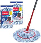 O-Cedar MicroTwist MAX Microfiber Twist Mop with 2 Extra Refills | Features Hands-Free Wringing | Extra Large 18-Inch Mop Head | Safe on All Floor Types,Red