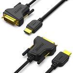 HDMI to DVI 2 Pack, Benfei HDMI to DVI Cable Bi Directional DVI-D 24+1 Male to HDMI Male High Speed Adapter Cable Support 1080P Full HD Compatible for Raspberry Pi, Roku, Xbox One, PS4 PS3