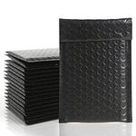 VEYLIN 12Pcs Poly Bubble Mailers, 11x19cm Padded Envelopes, Bubble Lined Wrap Polymailer Bags for Shipping(Black)