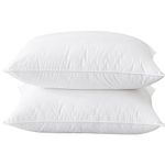 BHZ Goose Down Feather Pillows Queen Size Set of 2 Pillows Hotel Bed Pillows for Sleeping Soft and Supportive Pillow for Side and Back Sleepers, Queen (20" x 28")