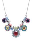 Yellow Chimes Latest Fashion Silver Plated Multicolour Circle Design Charm Locket Choker Necklace for Women and Girls, Silver, Multicolour, Medium