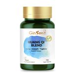 GinSen Huang Qi Blend, Vegan Approved Astragalus Supplement, Added Rhodiola and Magnesium, Focus & Concentration, Reduce Tiredness & Fatigue, 150 Capsules, Made in UK