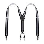 Lafayon Mens Braces Braces For Men 4 Clips Y-Back 3.5cm Wide Heavy Duty Adjustable Elastic Mens Suspenders Durable Suspenders Strong Metal Clips