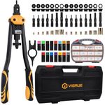 VIGRUE 16'' Rivet Nut Tool Nusterts Hand Tool Kits with 15PCS Metric & Inch Mandrels and 300PCS Metric & SAE Rivet Nuts Assortment M3 to M12, 6-32 to 1/2-13 and Rugged Carrying Case