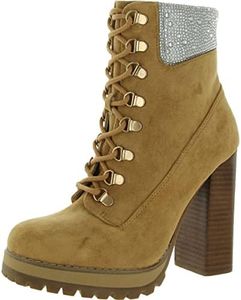 Madden Girl Womens Train-R Faux Suede Combat & Lace-up Boots Tan 6 Medium (B,M)