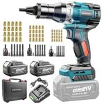 Yofuly Cordless Rivet Nut Gun Compatible with Makita 18V Battery, Electric Rivet Nut Tool with 2 * 4.0 Ah Battery, Protable Rivnut Tool with Auto Mode, with M6, M8, M10 Nut Head for Metal Fabrication