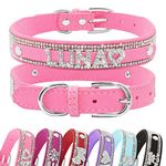 Senristar Crystal Dog Collar Personalized with Bling Name,Custom Sparkling Rhinestones Dog Collar for Small Medium Large Dog (XS,Pink)