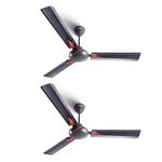 LONGWAY Creta P2 1200 mm/48 inch Ultra High Speed 3 Blade Anti-Dust Decorative Star Rated Ceiling Fan (Smoked Brown, Pack of 2)