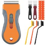 Scraper Tool Set, Window Scrapers Cleaning Tool Plastic Scraper with 20 Spare Replacement, 3 Stainless Brush & 2 Spatula for Cleaning Paint Removing Gasket Labels Kitchen Cleaning(Orange)