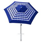 AMMSUN 8ft Heavy Duty High Wind Commercial Grade Patio Beach Umbrella with Separate Sand Anchor Air Vent Carry Bag Fiberglass Ribs without Tilt Outdoor umbrellas for sands Blue White Stripe