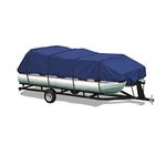 Elite Shield Waterproof Pontoon Boat Cover, Heavy Duty 600D Polyester Marine Grade Trailerable Pontoon Cover Deck Boat Cover, Fits 17ft-20ft Long, Beam Width up to 102", Navy Color