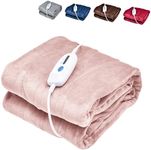 HOMFME Electric Heated Throw Blanket, Machine Washable Heated Blanket with 4 Heating Levels, 8 Hours Auto Off and Overheat Protection, Soft Flannel Electric Bed Under Blanket (Pink)