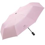 DDUP Travel Windproof Umbrella, Wind Resistant Compact Travel Folding Umbrellas, Auto Open Close Strong Wind Proof Rain Proof with 8 Strong Ribs golf umbrella for Men & Women (Pink)