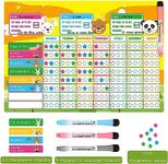 AGPTEK Magnetic Chore Chart, Behavior Reward Chart for Multiple Kids with 1 Magnetic Board, 32 Magnetic Habits, 3 Magnetic Eraser Markers & 210 Magnetic Stars