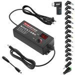 ALITOVE AC Adapter 3.5V - 24V 3A 72W Universal Power Supply Adapter 100V-240V AC to DC 3.5V 5V 9V 12V 15V 18V 19V 20V 24V Adjustable Power Transformer Type C Charger PD 3.0 Fast Charging with 16 Tips