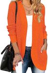 MEROKEETY Womens 2024 Fall Long Sleeve Open Front Cardigans Chunky Knit Draped Sweaters Outwear, Orange, XL