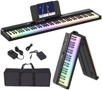 OYAYO 88 Key Folding Piano Upgraded, FP88DL Full Size Semi-Weighted Keyboard with Light Up Keys, Portable Electric Piano with BT MIDI, Sustain Pedal, Carrying Bag, Ideal for Beginners and Pros, Black