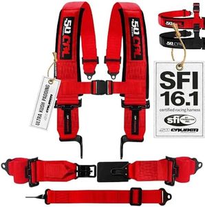 1pc Red 3" 5 Point Harness SFI 16.1 for Bucket Seat, Latch Release, Racing Harness 5 point, Race Car, Off Road, UTV, RZR 5pt
