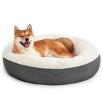 Love's cabin Round Donut Cat and Dog Cushion Bed, 30in Pet Bed for Cats or Small Dogs, Anti-Slip & Water-Resistant Bottom, Super Soft Durable Fabric Pet Beds, Washable Luxury Cat & Dog Bed Dark Grey