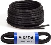 YIKEDA Shoe Laces Round Waxed Cotton Laces (Pack of 1 Pair) Length 120cm Diameter 2.5mm Perfect for Oxfords, Derbies, Brogues and Other Dress Shoes (Black)